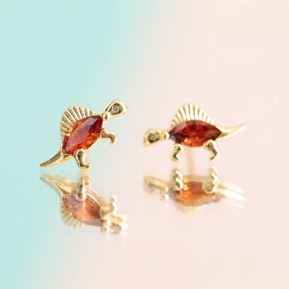 Red Dinosaur Earrings (S925) - Only 5 left! - Picture 5 of 7